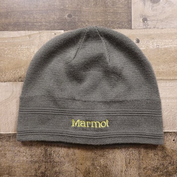 Marmot Knit Beanie Hat Gray Olive One Size - Picture 1 of 9